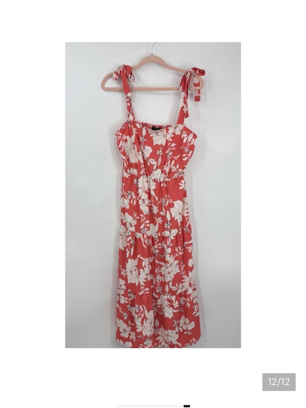 Social Standard Sanctuary Strappy Smocked Sundress Size Large Coral Floral C
